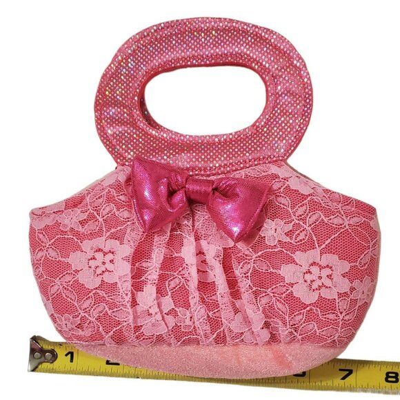 Aurora Girls Fancy Pet Purse Plush Pink Lace Kids Dress Up Handbag Toy - Picture 5 of 7